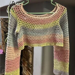 Handmade Multicolor Crochet Crop Top